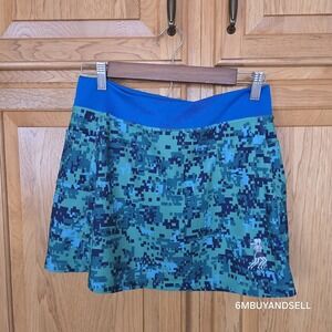RunningSkirts Womens Camo Athletic Skort Blue Green 4 Running Tennis Pickleball